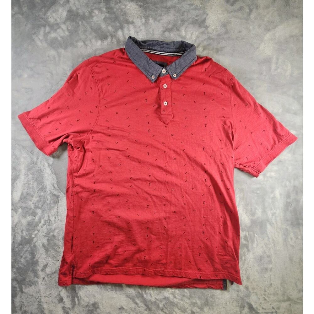 International Report Tropical Collection Polo Shirt Mens XL Red Anchor Print